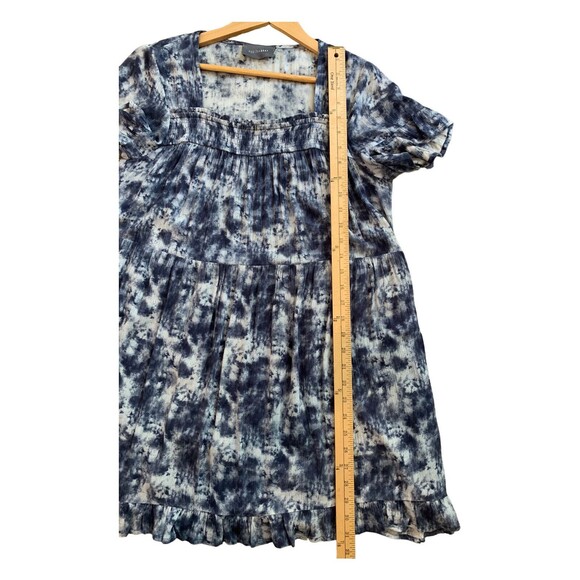 Hudson Gray Short Sleeve Drop Waist Tiered Dress Ruffle Hem Blue Tie Dye Small - Picture 16 of 16
